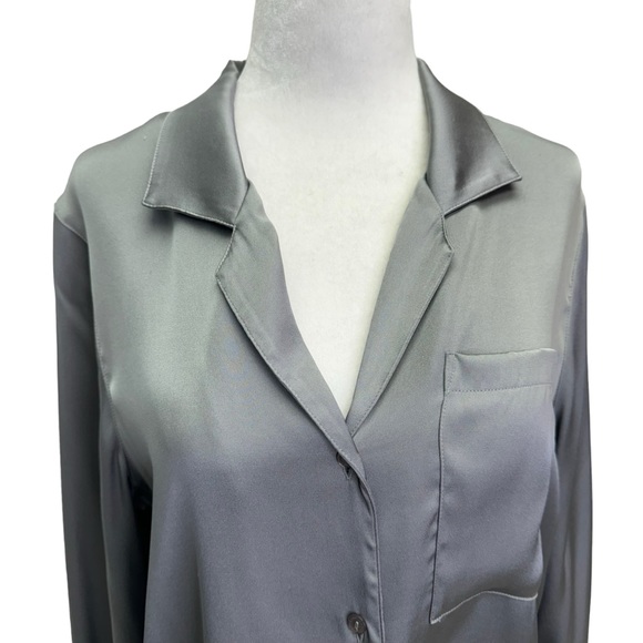 Anine Bing Grey Silk Long Sleeve Button Down Blouse Size S - Picture 10 of 15